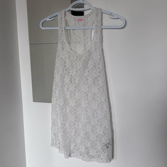Garage White Lace Tank Top - Picture 1 of 2